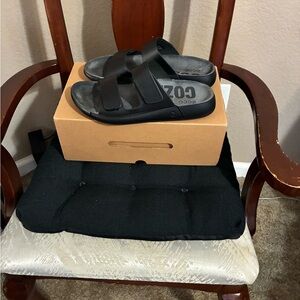 Ecco Black Slide Sandals with Dual Straps